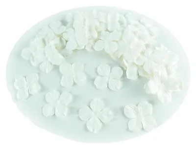 Image de Fleurs d'hortensia artificielles - Fleurs en papier pour scrapbooking et décorations faites maison - 3,8 cm - Blanc - 100 pièces
