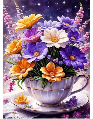 Image de Kit de peinture diamant - Motif floral - Artisanat artistique 5D à faire soi-même pour adultes