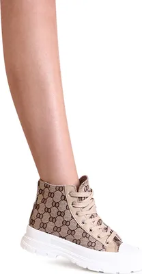 Produktbild von topschuhe24 2500 Damen Plateau Sneaker Print Turnschuhe , Farbe:Braun NY, Größe:36 EU