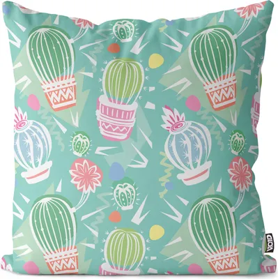 Produktbild von VOID Bunte Kakteen Muster Pflanzen Kissenbezug Kissenhülle sofa couch wohnzimmer dekoration wasserfest Outdoor Garten Kissen bezug deko