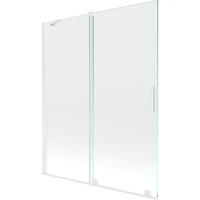 Obrázok produktu pre Mexen Velar vaňová zástena dvojkrídlová Posuvný 140 x 150 cm, Priehľadné, Biela - 896-140-000-01-20