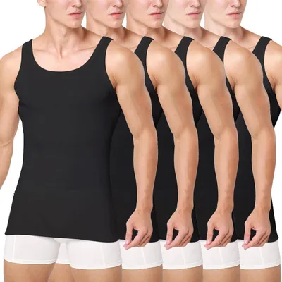 Produktbild von Unterhemd Herren 3/5er Pack Tank Top Baumwolle Schwarz/Weiß/Mehrfarbig 3XL