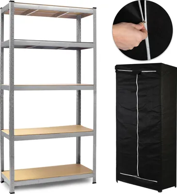 Image de Rayonnage de stockage métallique 180 x 90 x 40 cm Humberg HR-812 + couverture E