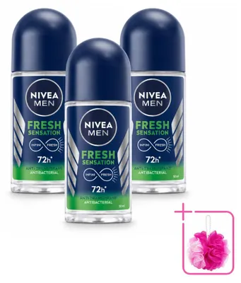 Immagine prodotto di 3 deodoranti roll-on NIVEA MEN Fresh Sensation - 50 ml - confezione risparmio - 3 pezzi