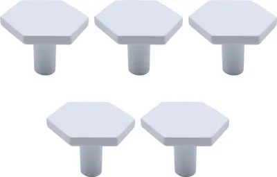 Immagine prodotto di Natural Goods Berlin Maniglia per mobili HEXAGON, pomolo per mobili, maniglia per armadi, pomolo per cassetti e porte, bianco, 5 pezzi