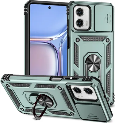 Produktbild von Moto G Power 2023 Hülle mit Schiebe Kamera Schutz und Ringhalter Ständer Schutzhülle für Motorola Moto G Power 2023 Grün