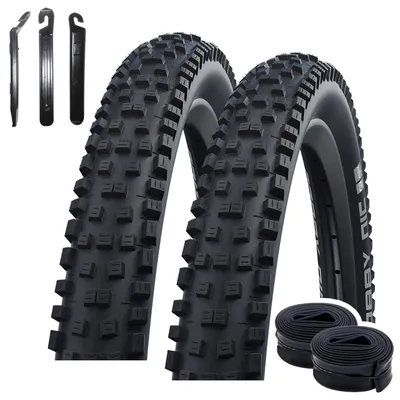 Zdjęcie produktu dla 2 opony bezdętkowe Schwalbe Nobby Nic ADDIX, rozmiar 29 x 2,25 (57-622), kolor czarny + 2 dętki Schwalbe DV19, w zestawie łyżki do opon