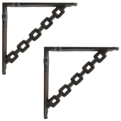 Productafbeelding van Wandplankbeugels, 2 stuks, antiekbruin, 21 x 21 x 3,5 cm, staal