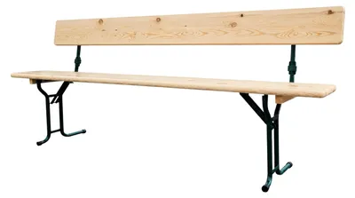 Obrázek produktu pro Pivní lavice s opěrkou BAVORD LUX 220x25 cm – masiv borovice 30 mm, kulatý rám Ø25 mm, nosnost 400 kg
