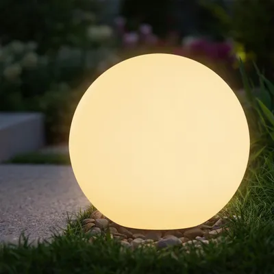 Produktbild von LED Solar Kugelleuchte mit Erdspieß - 30 cm - Garten Deko Beleuchtung mit Milchglas Optik