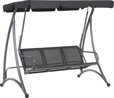 Produktbild von BELIANI Hollywoodschaukel schwarz Stahl Netz Sonnendach 3 Personen
