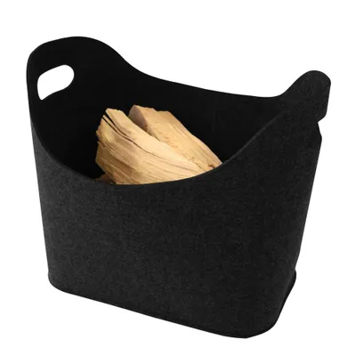 Produktbild von KaminoFlam Kaminholzkorb aus Filz | ovale Form | schwarz