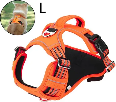 Obrázek produktu pro Prodyšný postroj pro velké psy, postroj proti tahání Reflexní postroj pro psy Lehký hrudní postroj, L, oranžový