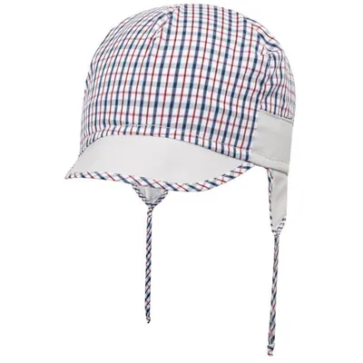 Produktbild von Jungen Babymütze Bindemütze Schirmmütze Sommermütze, Gr. 38, Grau-Rot