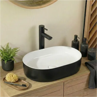 Immagine prodotto di Lavabo da appoggio rettangolare in Vetroceramica bicolore 50x37cm YDRA