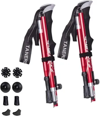 Produktbild von Unyqoos® Verstellbare Trekkingstöcke mit Antishock, teleskopisch, faltbar, ultraleicht – Nordic-Walking-Stöcke für Damen & Herren (Senioren)