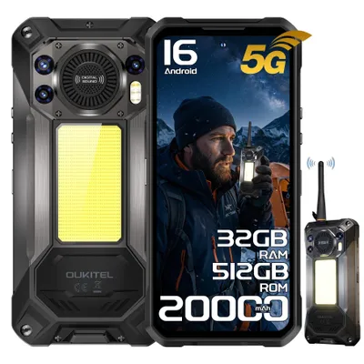 Immagine prodotto di OUKITEL WP61 PLUS 5G Walkie-Talkie portatile da esterno 36 GB + 512 GB, 20.000 mAh, 108 MP, 6,8'' FHD+ 120 Hz, interfono digitale DMR, torcia da campeggio da 1.200 lm, Android 16