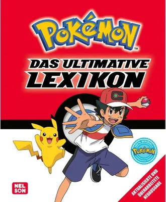 Cover of a Pokemon encyclopedia with Ash and Pikachu.