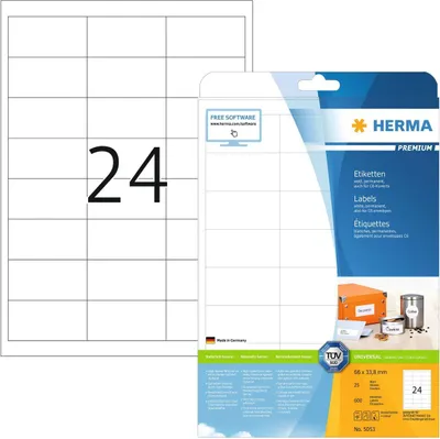 Produktbild von Etiketten Premium A4, weiß 66x33,8 mm Papier matt 600 St.