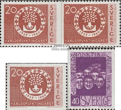 Produktbild von Briefmarken Schweden 1960 Mi 457A,Dl,Dr,458C (kompl.Ausg.) postfrisch Flüchtlingsjahr