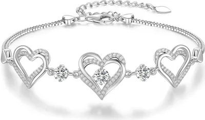 Produktbild von Armband Damen 925 Sterling Silber Herz Rosegold Geburtsstein Zirkonia Rhodinierung Geschenk