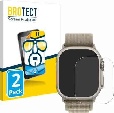Produktbild von 2x Für Apple Watch Ultra 2 (49 mm) Schutzfolie BROTECT Displayschutz Display Schutz Folie Klar Transparent