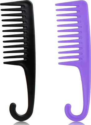 Produktbild von Stück großer Kamm mit breiten Zinken, Duschkämme mit Haken für nasses, lockiges Haar, hochwertige große Haarbürstenkämme zum Entwirren von Locken, Entwirrungskamm für Frauen zum Entwirren von Perücken, Stylen von trockenem, dickem, langem Haar