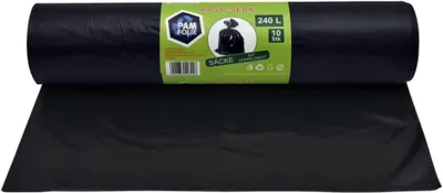 Produktbild von PAM-FOLIE Universal-Müllsäcke 240L - 10 Stück - XXL Große, Starke, Dicke Abfallsäcke, Basic - 120x130cm - 35µm - schwarzer Müllbeutel - Mülltüten