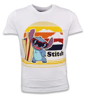 Produktbild von Disney Stitch T-Shirt Kurzarm Kinder Jungen Shirt 98-110 100%Baumwolle Blau Weiß - Weiss