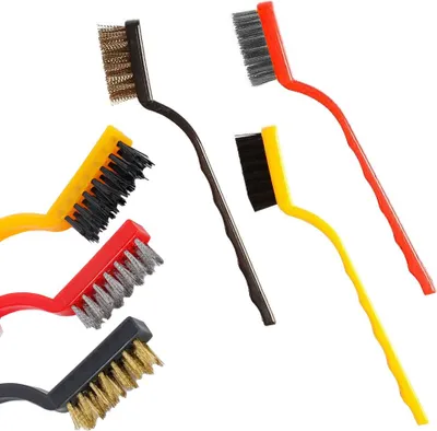 Produktbild von 3-teiliges Drahtbürsten-Set, Stahl, Nylon, Messing, ergonomischer Kunststoffgriff, 16 cm