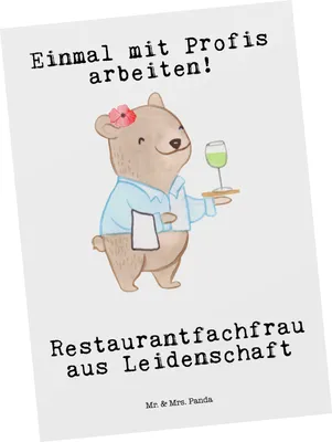 Produktbild von Mr. & Mrs. Panda Ansichtskarte Restaurantfachfrau Leidenschaft - Weiß - Geschenk, Postkarten, Grußkarte, Postkarte, Ansichtskarten, Kunstkarten