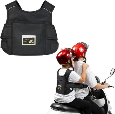 Immagine prodotto di Cintura di sicurezza per bambini Famanu - Cintura per scooter per bambini - Lunghezza regolabile - Strisce riflettenti