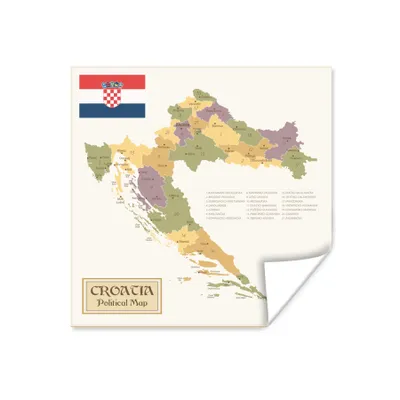 Obrázok produktu pre MuchoWow® Plagát - Politická mapa Chorvátska - 75x75