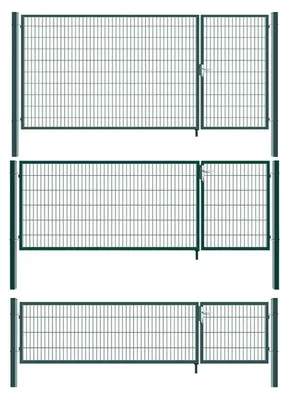 Produktbild von Gartentor Zauntor Einfahrtstor Stabmattenzaun Doppelflügel Grün 3,5 m Breite, Größe:1200 x 3500 mm
