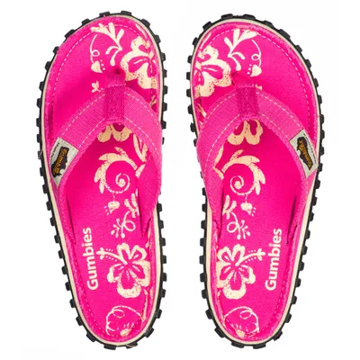 Produktbild von Gumbies Zehentrenner in Übergrößen Pink Gumbies Islander Pink Hibiscus große Damenschuhe, Größe:42