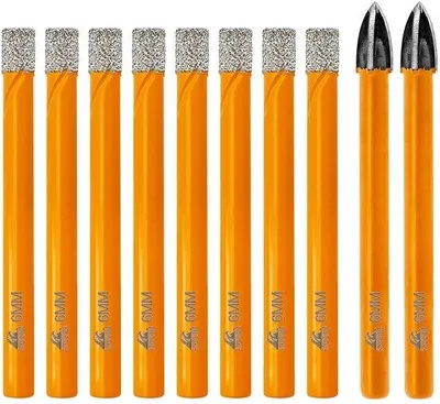 Produktbild von Diamantbohrer-Set, 8 Stück, 6 mm + 2 Stück Hartmetallbohrer für Keramik, Porzellan, Marmor, Granit und Zementarbeiten
