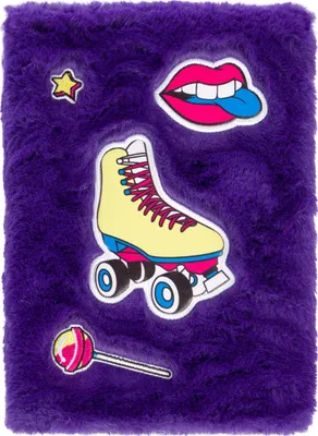 Image de Baagl Carnet de notes en peluche pour filles Ligné - A5 Journal pelucheux avec lignes - Bloc-notes Journal Notebook pour l'école (Patins à glace)