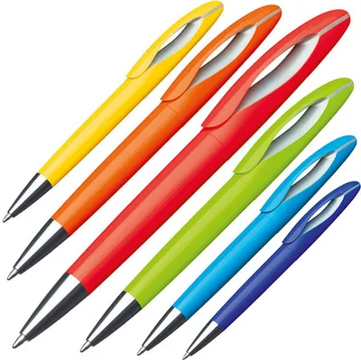 Produktbild von 6 Dreh-Kugelschreiber aus Kunststoff / 6 verschiedene Farben