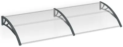 Immagine prodotto di QEENTOE, tettoia per porta d'ingresso, 300x100 cm, copertura trasparente in policarbonato con supporto in PP, pensata per proteggere l'ingresso di una porta e l'area esterna, colore grigio