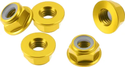 Produktbild von 5 Stück M6*1.0 Auto-Flanschmuttern aus Aluminiumlegierung, Kunststoff-Gummiring Flachsechskant Rückwärtsgewinde-Sperrflanschmuttern Rutschfeste Sperrflanschmuttern 6,6 mm/0,26"