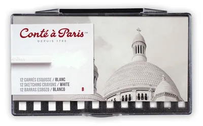 Immagine prodotto di Conté, Parigi 50234, Carré Weiß B, confezione da 12 – Pastelli bianchi di alta qualità per disegno