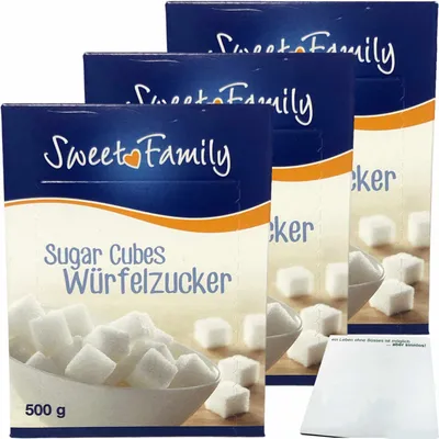 Produktbild von Nordzucker Sweet Family Würfelzucker 3er Pack (3x500g Packung) + usy Block