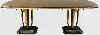 Produktbild von Casa Padrino Luxus Barock Esstisch Braun / Gold 240 x 110 x H. 78 cm - Edler Massivholz Küchentisch mit dekorativen handgeschnitzten Federn - Esszimmer Möbel im Barockstil
