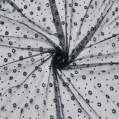 Tüllstoff Polkadot schwarz 1,8 m x 150 cm dehnbar