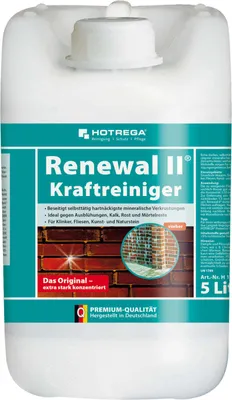 A white plastic container of cleaning product with a teal label.