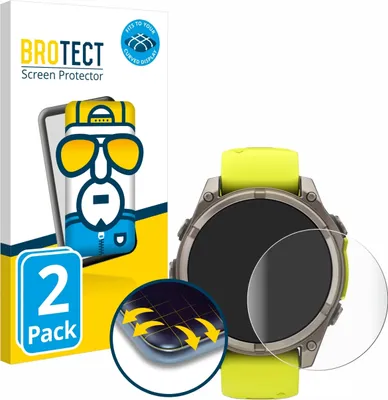 Produktbild von 2x BROTECT Fullscreen Schutzfolie für Garmin Fenix 8 Solar (47 mm) Displayschutz Folie Fullcover Klar Transparent