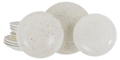 Produktbild von CreaTable, 24264, Confetti Weiss, Tellerset 12-tlg, Steinzeug