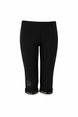 Produktbild von 4596 Bondi Peace Leggings Mädchen – Schwarz, Gr. 110 – 95 % Viskose, 5 % Elasthan, Spitze & Strass