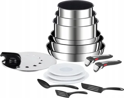 Produktbild von Tefal L97498, Gemischtes Set, Edelstahl, Edelstahl, Titan, Abnehmbar, Keramik, Elektro, Gas, Induktion