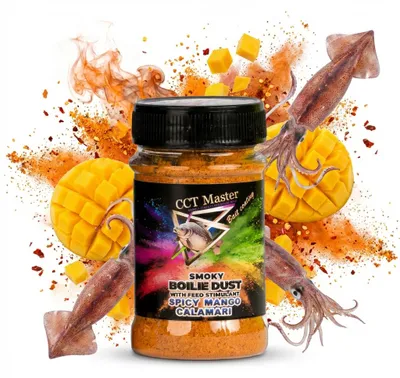Zdjęcie produktu dla CCT Master, proszek do dipu, Smoky Boilie Dust, Spicy Mango Calamari, 50g, Obraz wygenerowany przez AI